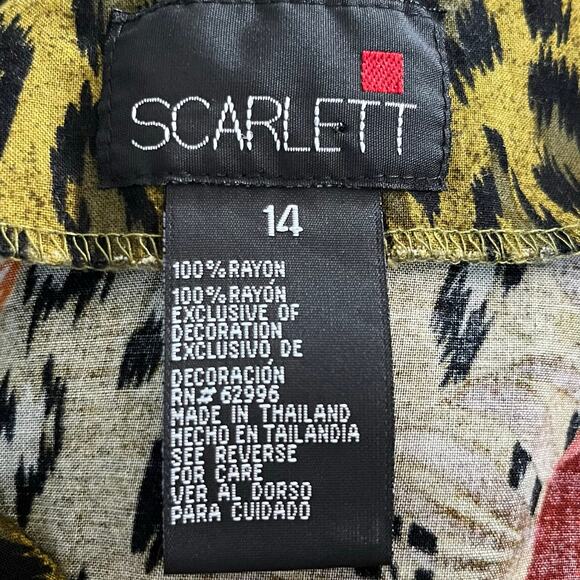 Scarlett Olive Leopard Floral Beaded Button Up Sleeveless Midi Shift Dress 14 - Picture 3 of 14